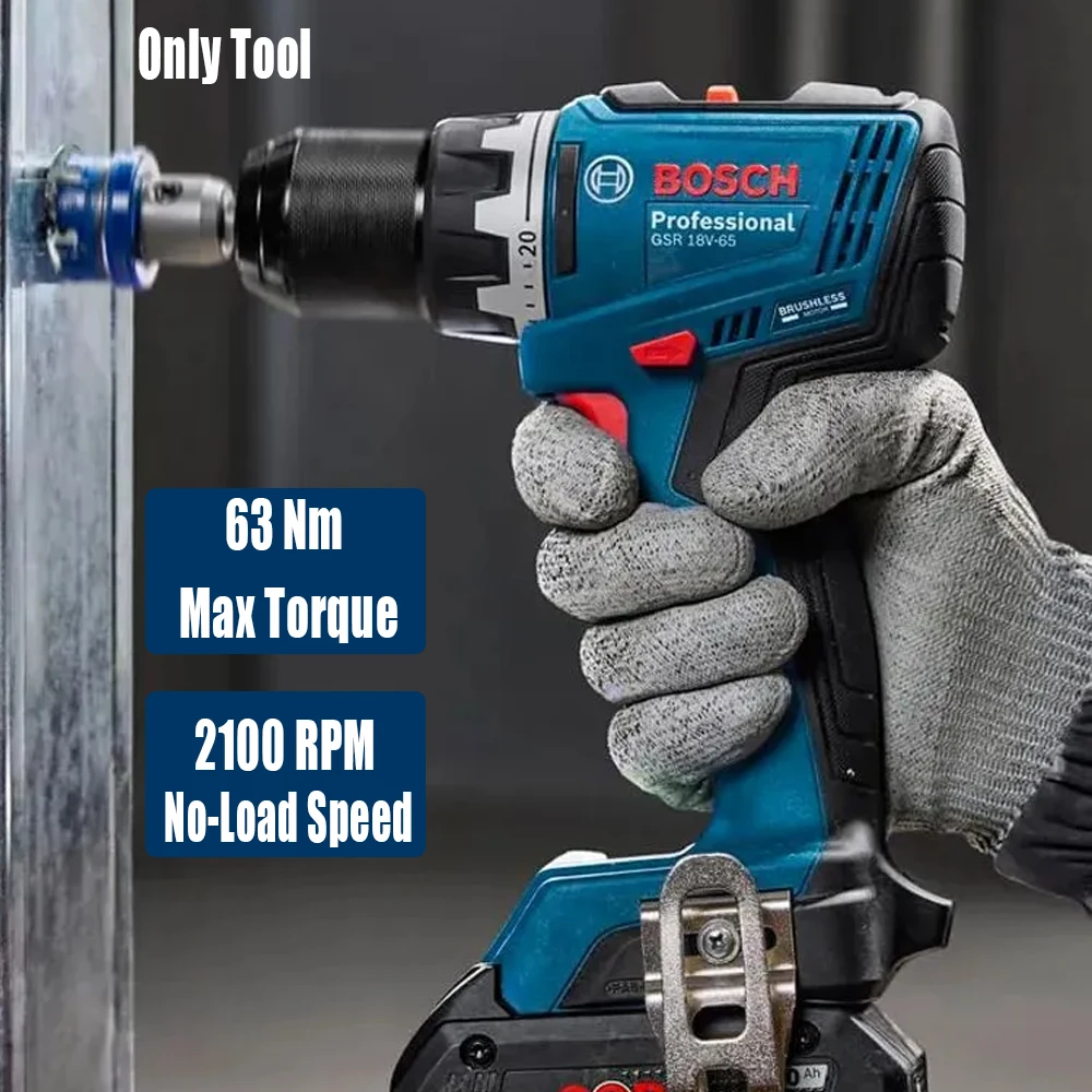 Woodworking Power Tools - Bosch GSR 18V-65 Brushless Electric Drill