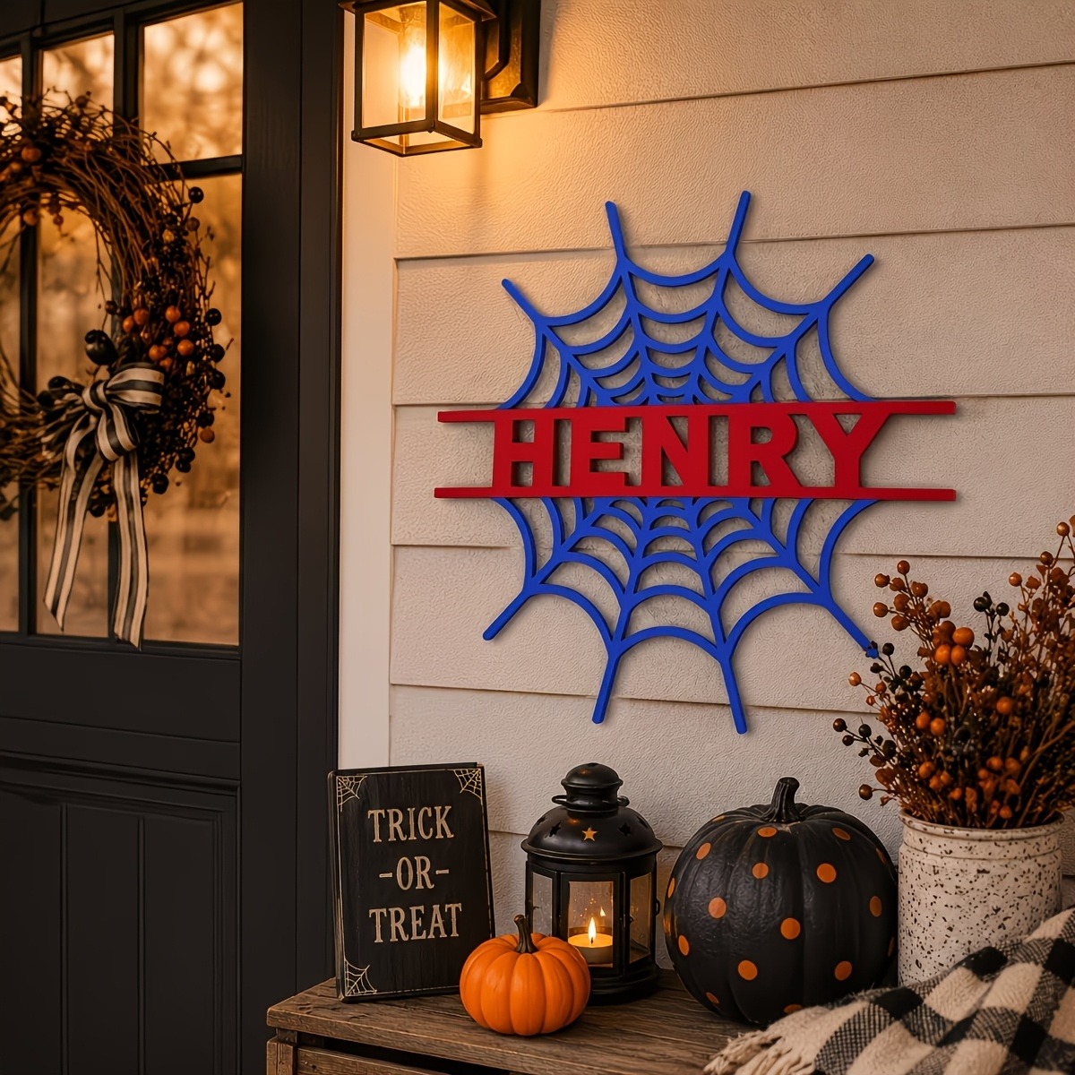 Woodworking Room - Custom Wooden Plaque|Personalized Spider‑Web Wooden Name