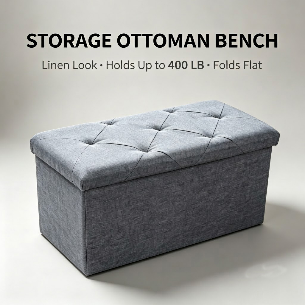 Woodworking Room - Folding Storage Ottoman Bench and Cube,