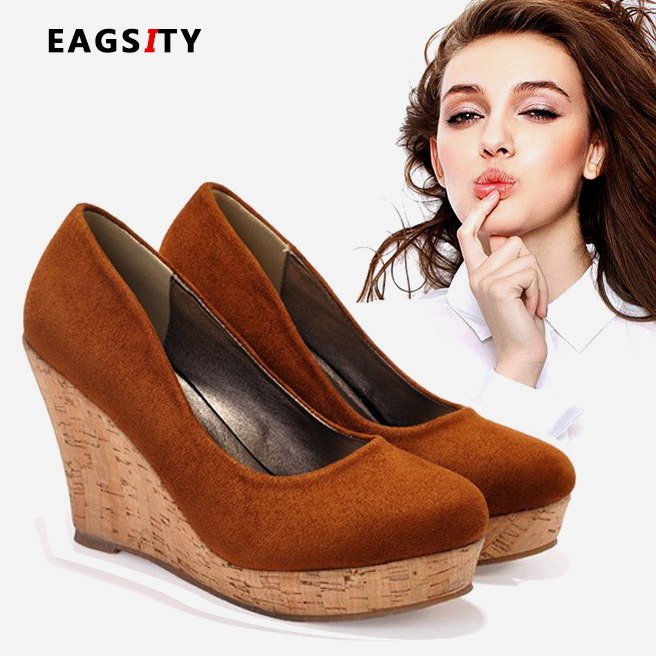 Woodworking Shoes - EAGSITY wood grain Suede high heel
